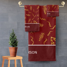Conjunto De Toalhas Feriado Vermelho do Padrão de Árvore de Natal de F