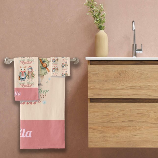 Conjunto De Toalhas Feriados de inverno Casal de Natal Lady Nome Perso (Criador carregado)