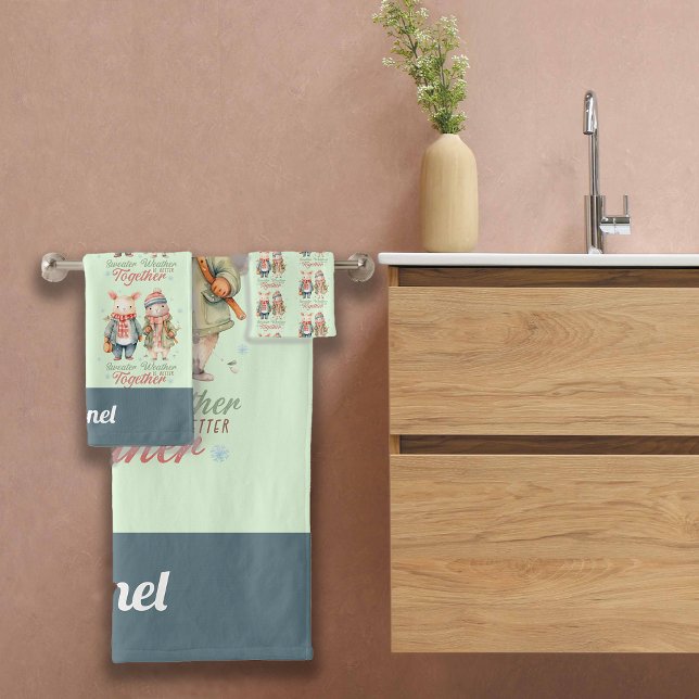 Conjunto De Toalhas Feriados de inverno Casal de Natal Nome Personaliz (Criador carregado)