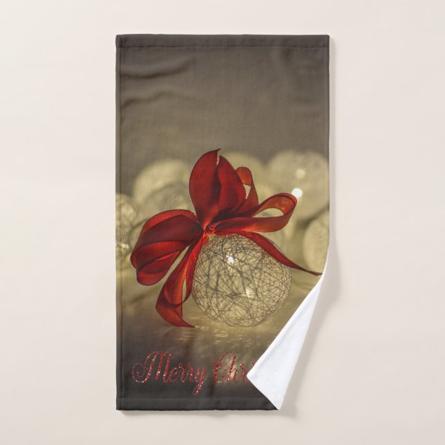 Conjunto De Toalhas Férias de Natal - Bolas de Natal Elegantes com Laç (Toalha de mão)