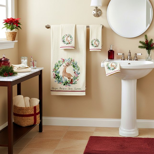 Conjunto De Toalhas Ferida natalícia com cervo personalizado (Criador carregado)