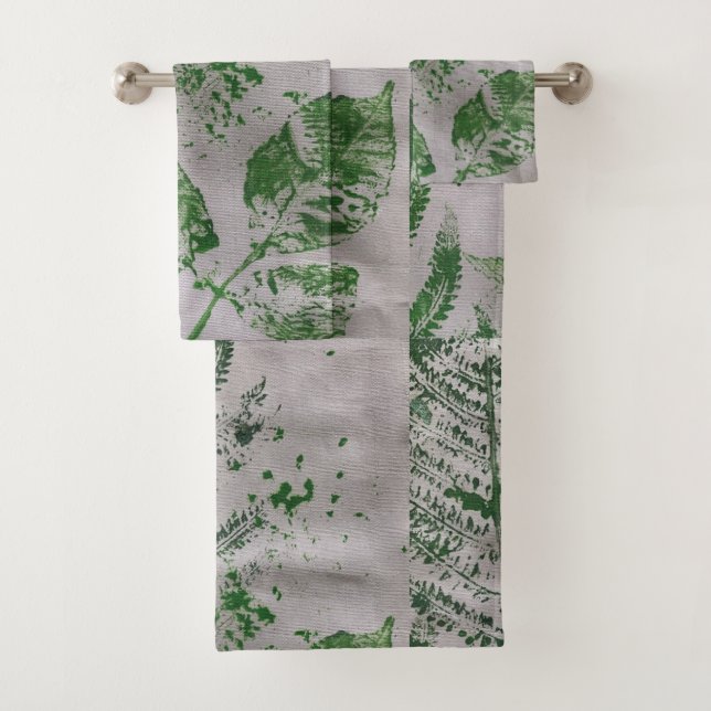 Conjunto De Toalhas Fern Leaf Painting Art Bath Towel Set (Insitu)