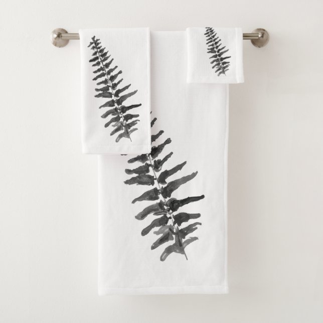 Conjunto De Toalhas Fern Leaf Painting Art Bath Towel Set (Insitu)