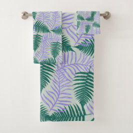 Conjunto De Toalhas Fern roxo verde deixa padrão de flores retrô 70s