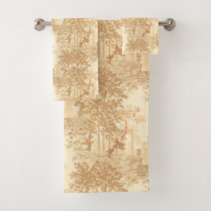 Conjunto De Toalhas Ferramenta de Paisagem de Tan Vintage com Urns e C