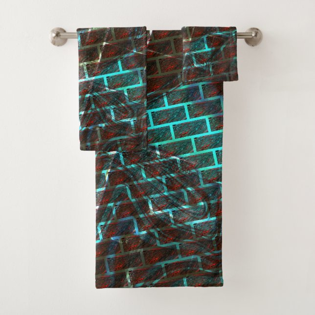 Conjunto De Toalhas Ferrugem azul-vermelha, arranhões, tijolo pequeno  (Insitu)