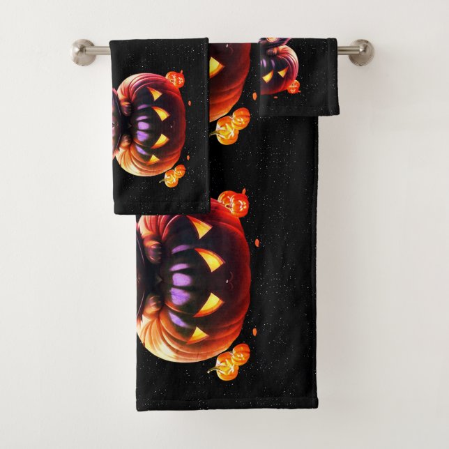 Conjunto De Toalhas Festa de Halloween Black Cat Pumpkin Horror Assust (Insitu)