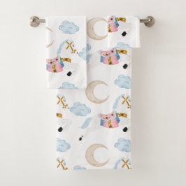 Conjunto De Toalhas Festas de inverno cor-de-rosa crianças cavalo