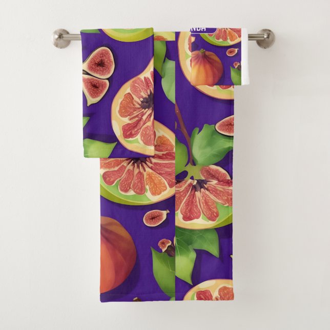 Conjunto De Toalhas Fig Watercolor Padrão Personalizado Colorido (Insitu)