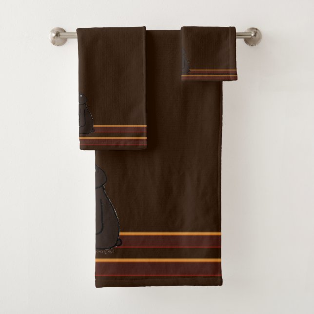 Conjunto De Toalhas figdewdrops Bear Brown Bath Towel Set (Insitu)