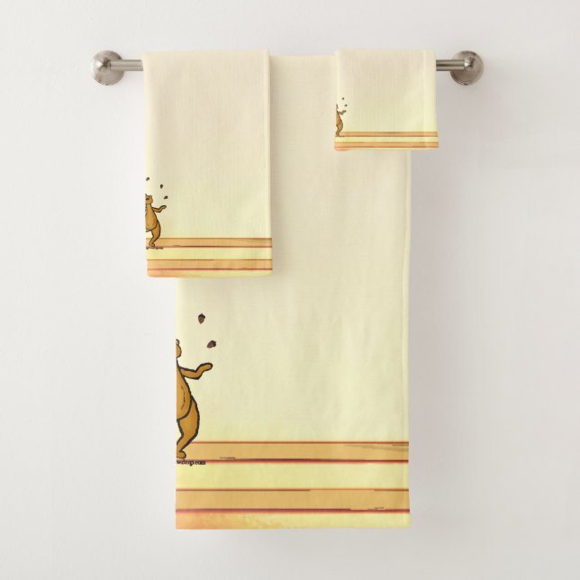 Conjunto De Toalhas figdewdrops Juggling Squirrel Bath Towel Set (Insitu)