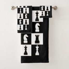 Conjunto De Toalhas Figuras de xadrez preto e branco