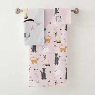 Conjunto De Toalhas Filhos de desenho cor-de-rosa e nome de giz giro