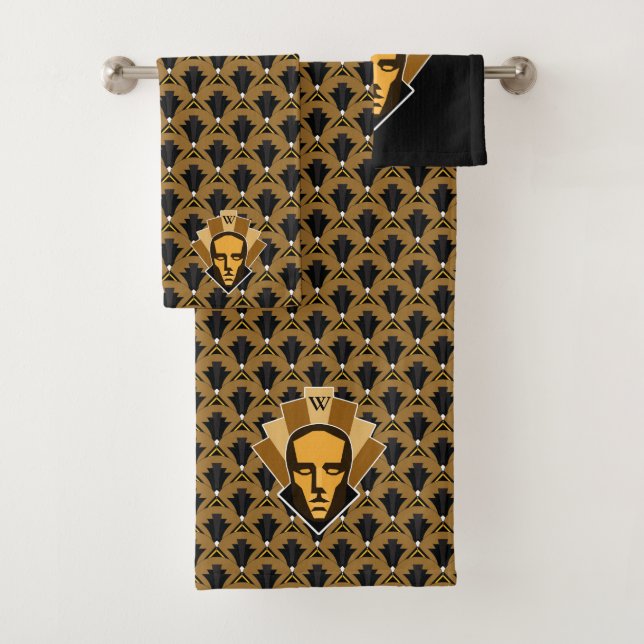 Conjunto De Toalhas Finais de Crest e Bronze da Estátua de Arte 1920 (Insitu)