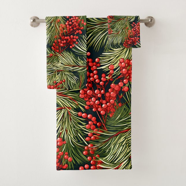 Conjunto De Toalhas Fir Branches e Berries de Natal (Insitu)