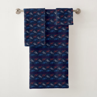 Conjunto De Toalhas Fireworks Bath Towels (Navy Blue & Red)