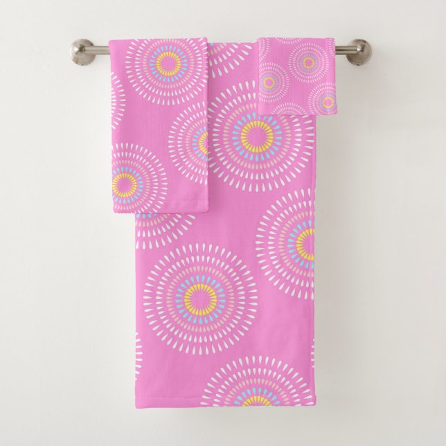 Conjunto De Toalhas Fireworks Japonês Rosa (Insitu)