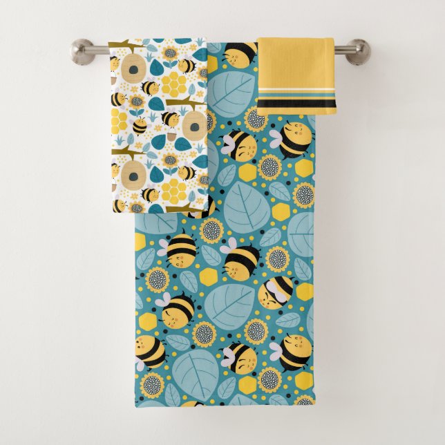 Conjunto De Toalhas Fita de Abelha Mel Cute (Insitu)
