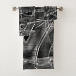 Conjunto De Toalhas Fitas curvas pretas, riscando as linhas gravadas