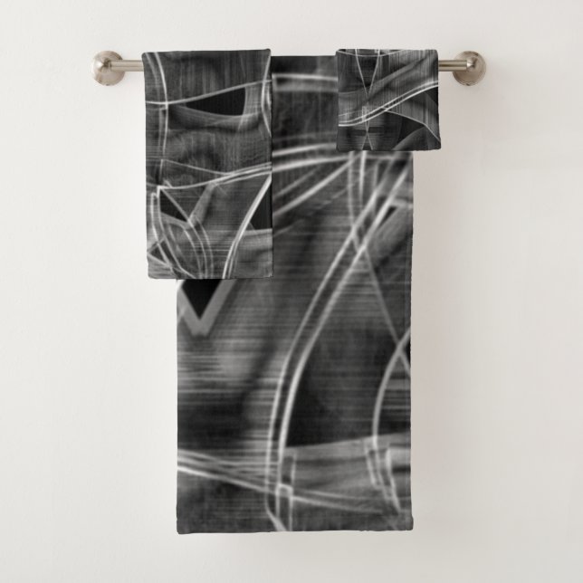 Conjunto De Toalhas Fitas curvas pretas, riscando as linhas gravadas (Insitu)