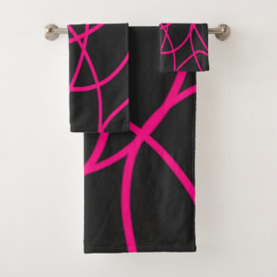 Conjunto De Toalhas Fitas magentas em preto