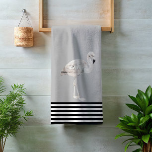 Conjunto De Toalhas Flamingo Chic Preto Branco Boho Tropical