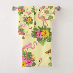Conjunto De Toalhas Flamingo e Borboletas 2
