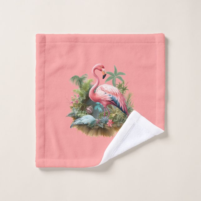 Conjunto De Toalhas Flamingo Rosa Em Trópicos (Pano de lavar)