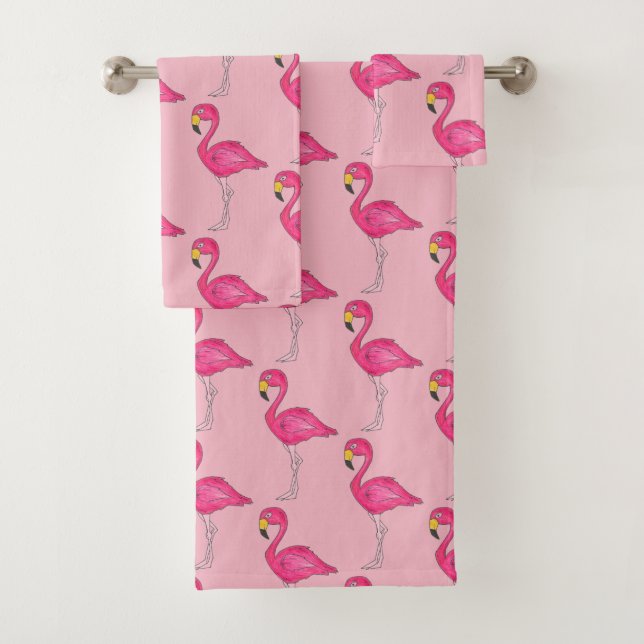 Conjunto De Toalhas Flamingo Tropical de Aromas Flamingo, Rosa Quente (Insitu)