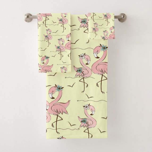 Conjunto De Toalhas Flamingos Bath Towel Set (Insitu)