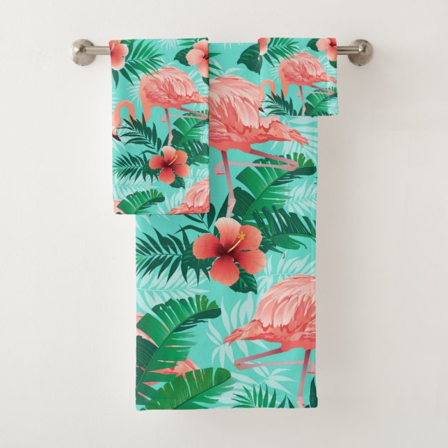 Conjunto De Toalhas Flamingos cor-de-rosa bonito (Insitu)
