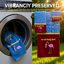 Conjunto De Toalhas Flamingos cor-de-rosa romântica com textura denim