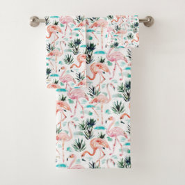 Conjunto De Toalhas Flamingos do rosa da aguarela de AWKWARRRD