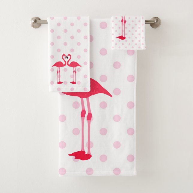 Conjunto De Toalhas Flamingos e bolinhas (Insitu)