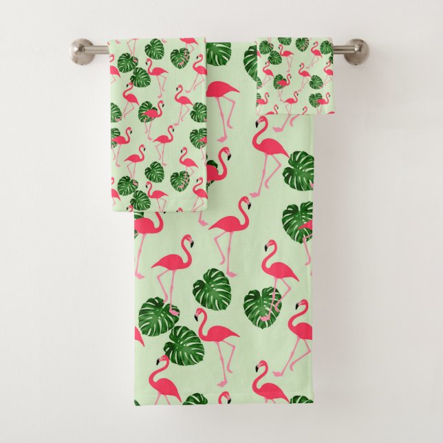 Conjunto De Toalhas Flamingos e Folhas Tropicais (Insitu)