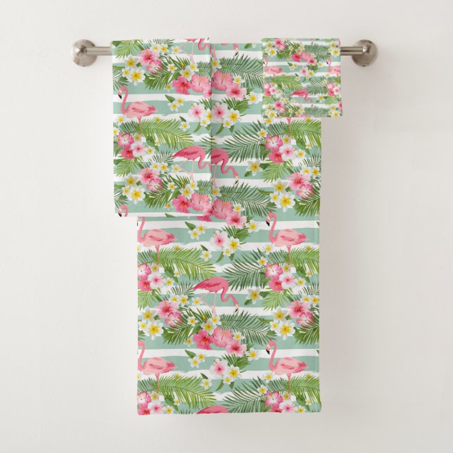 Conjunto De Toalhas Flamingos E Stripes (Insitu)