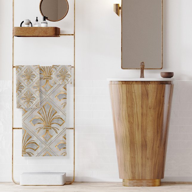 Conjunto De Toalhas Fleur-de-lis Art Deco - pérola e ouro (Criador carregado)