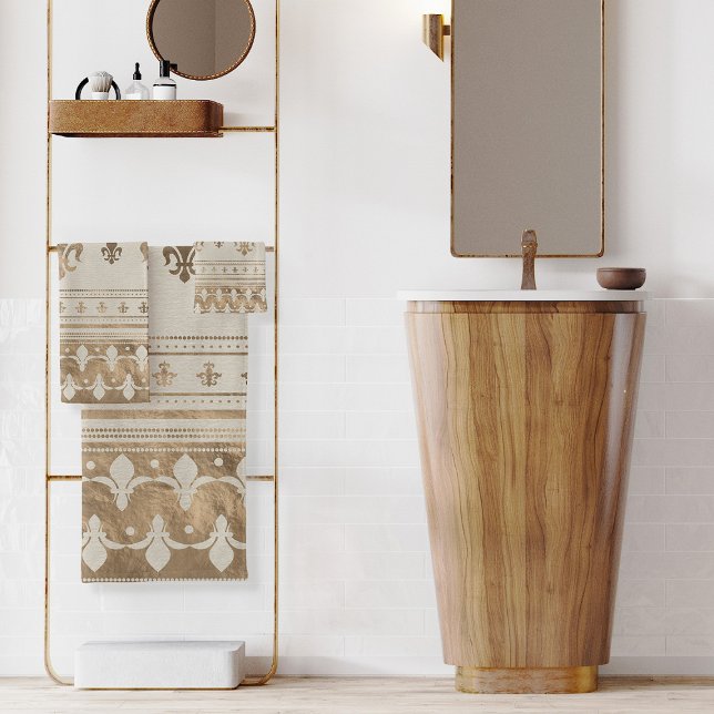 Conjunto De Toalhas Fleur-de-lis Pastel Dourado (Criador carregado)