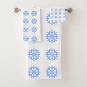 Conjunto De Toalhas Floco de neve Padrão de inverno azul claro