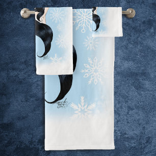 Conjunto De Toalhas Flocos de neve azuis de açúcar azul de inverno