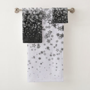 Conjunto De Toalhas Flocos de neve brancos e pretos