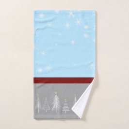 Conjunto De Toalhas Flocos de neve do Natal Cinza Vermelha Azul