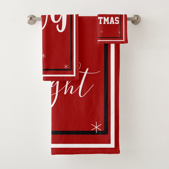 Conjunto De Toalhas Flocos de neve do Natal Preto Branco Vermelho (Insitu)