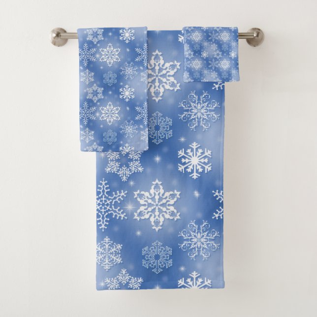 Conjunto De Toalhas Flocos de neve em azul de inverno (Insitu)