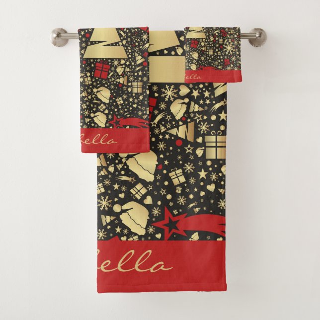 Conjunto De Toalhas Flocos de neve personalizados do Santa Hat é uma á (Insitu)