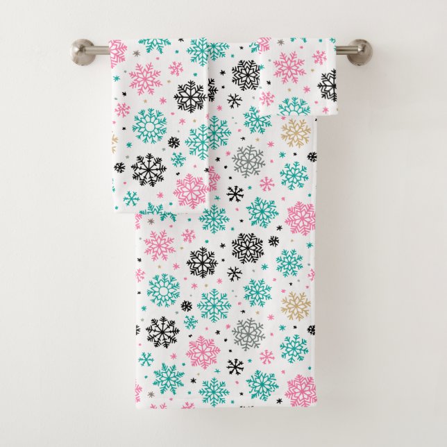 Conjunto De Toalhas Flocos de neve retrô (Insitu)