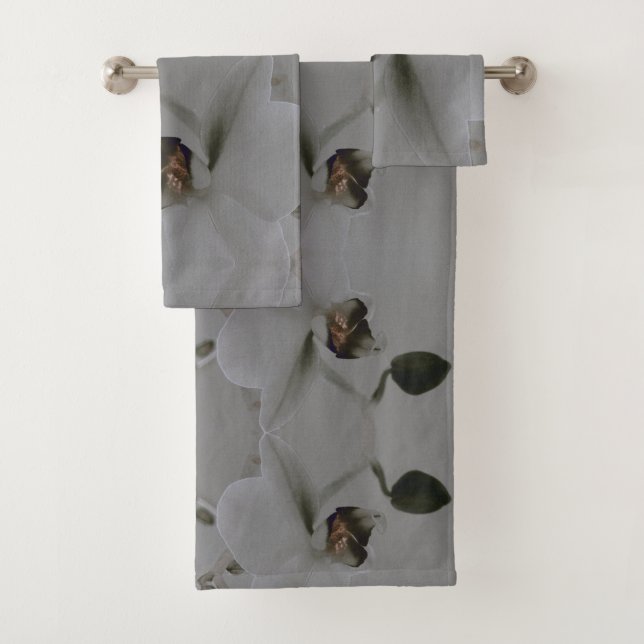 Conjunto De Toalhas Flor artístico em Cinzas (Insitu)