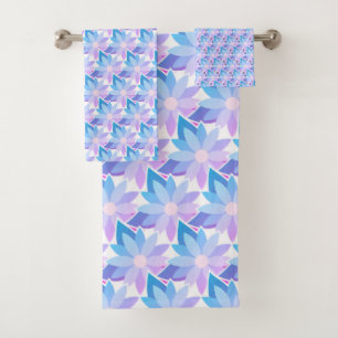 Conjunto De Toalhas Flor Azul Roxo bonito