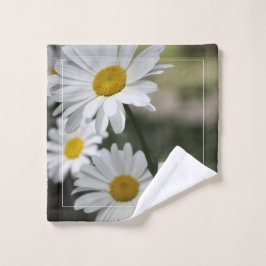 Conjunto De Toalhas Flor Branco Com Verde Escuro