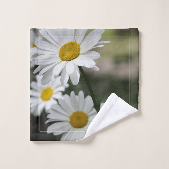 Conjunto De Toalhas Flor Branco Com Verde Escuro (Pano de lavar)